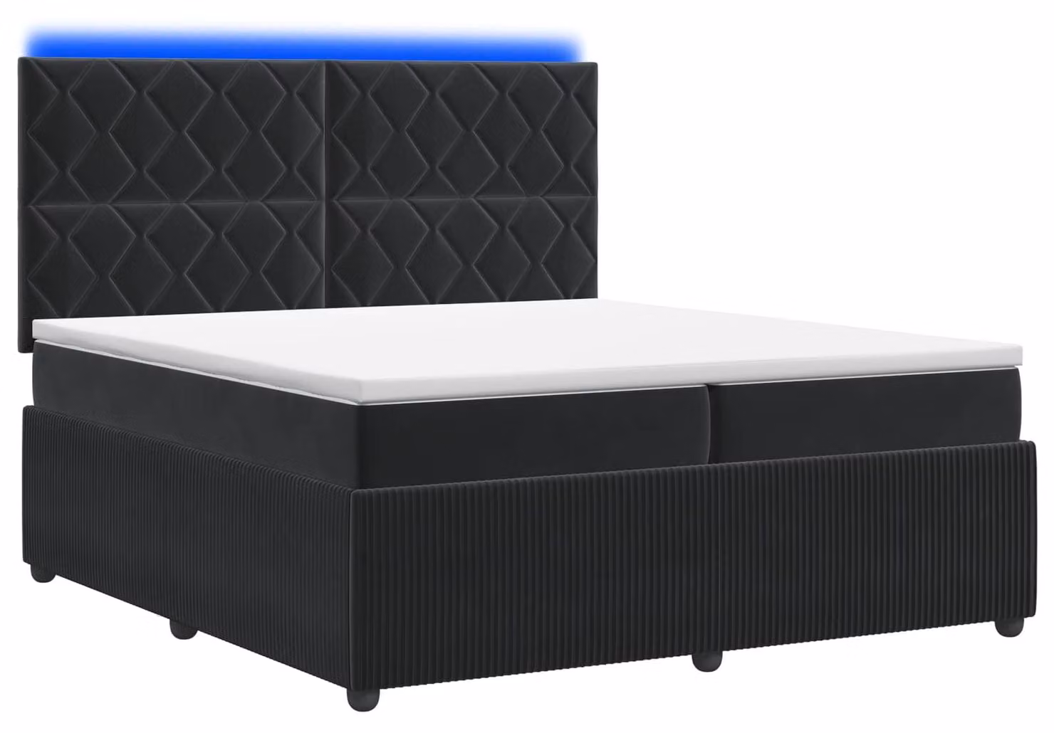 Letto a molle LED con materasso nero 200 x 200 cm in velluto