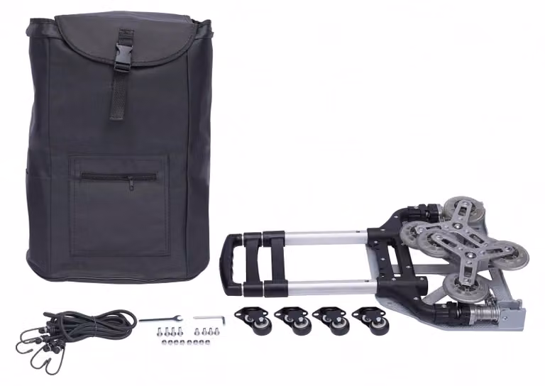 Carrello pieghevole con pianale, colore nero - Capacità di carico: 40 kg - Materiale: alluminio - Adatto per pavimenti lisci e scale