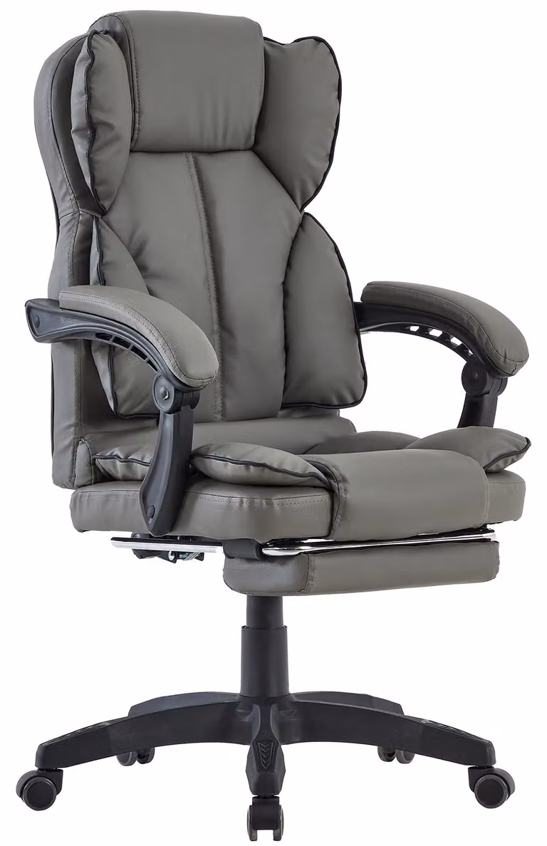 Sedia da scrivania, sedia da ufficio, sedia da gaming, sedia da corsa, poltrona direzionale con poggiapiedi, colore: grigio scuro - nero