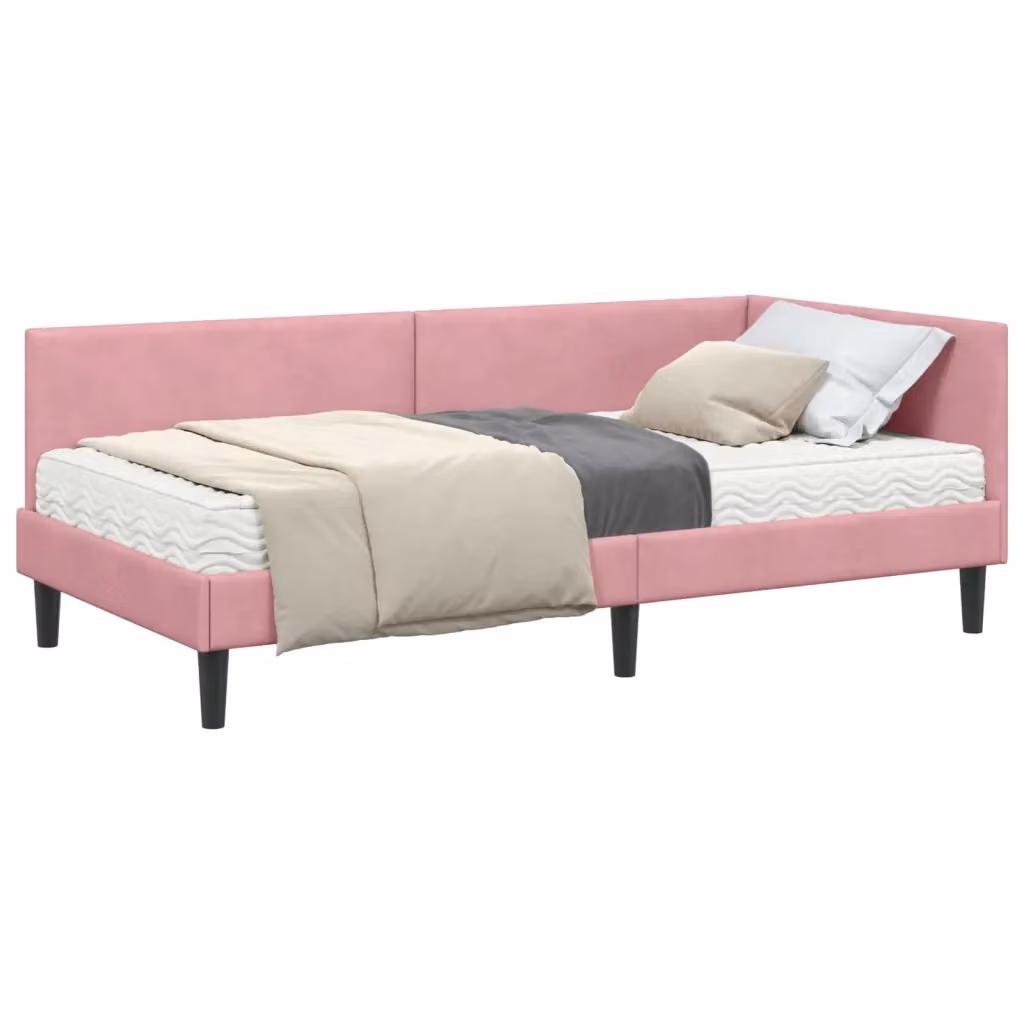 Letto Angolare con Materasso 2 Pezzi vidaXL in Velluto Rosa L/P/H: 90 x 200 cm – 2
