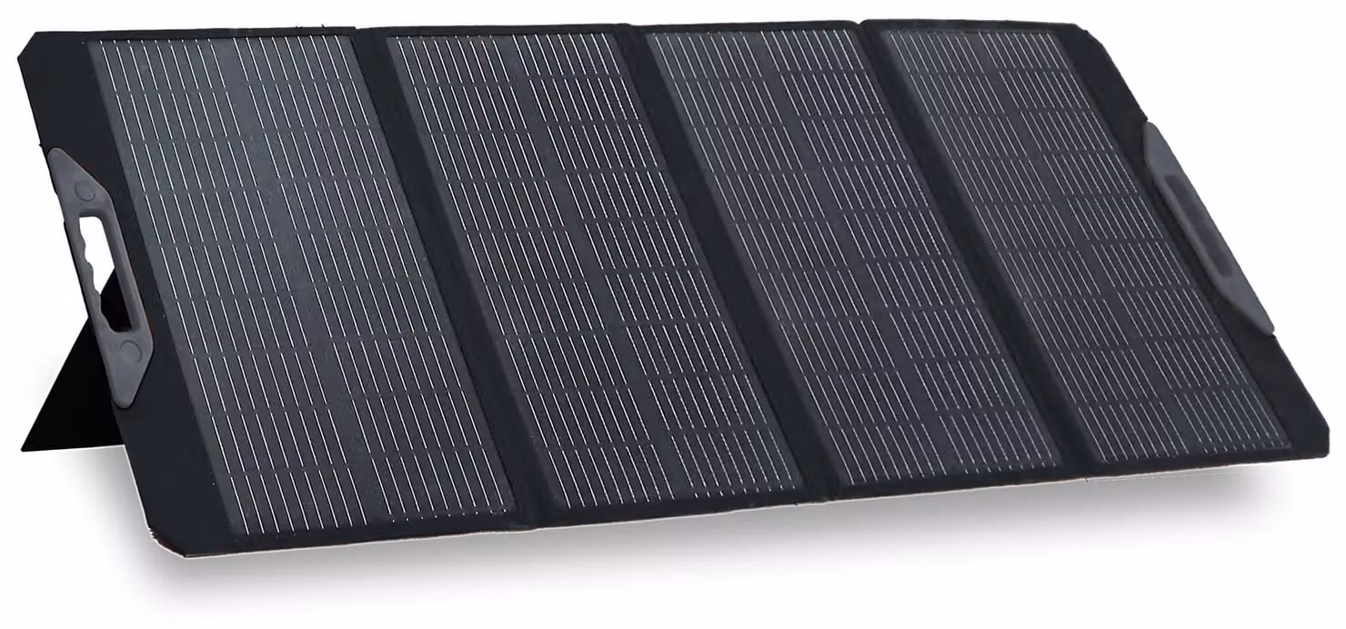 Pannello solare pieghevole da 140 W, pieghevole, con porte USB-A e USB-C, realizzato in ETFE, colore nero
