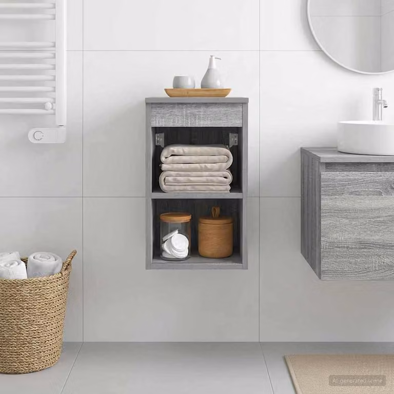 Armadio da bagno moderno vidaXL In-between in MDF grigio, L 30 cm x P 44,5 cm x H 50 cm