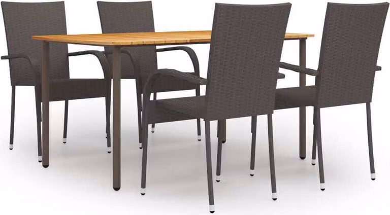 Maison Exclusive - Set Mobili da Pranzo Giardino 5 pz in Polyrattan Marrone