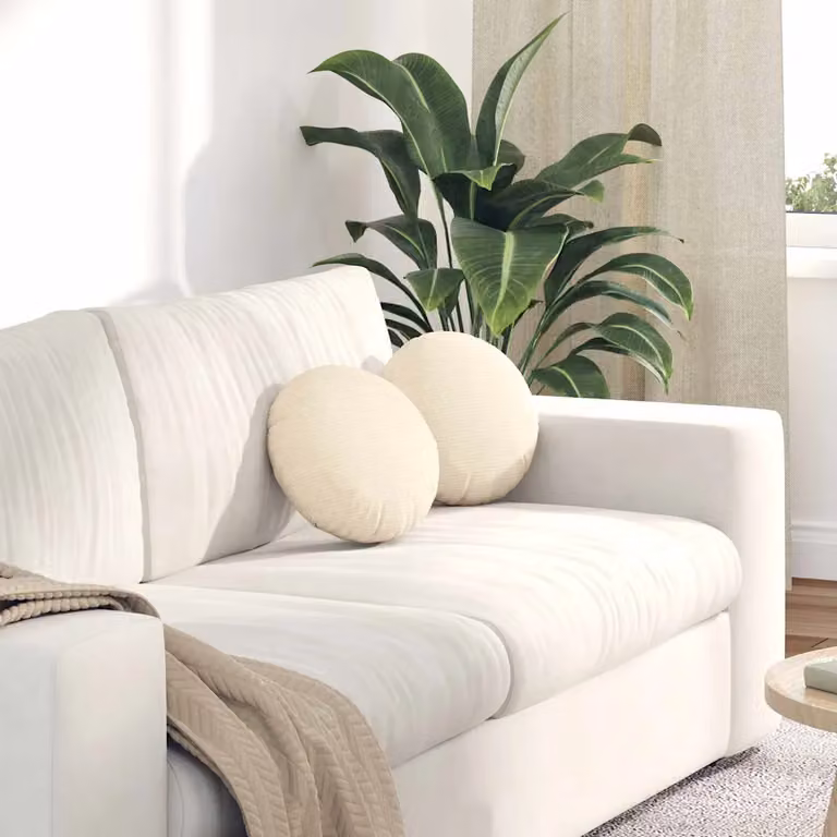 Set di 2 cuscini per seduta rotondi vidaXL in tessuto a coste beige, Ø 30 x 13 cm