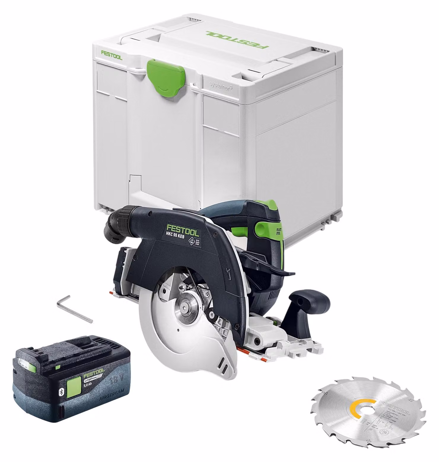 Festool HKC 55 KEB-Basic Sega circolare a batteria 18 V 160 mm Brushless + 1x batteria 5,0 Ah + Systainer - senza caricabatteria