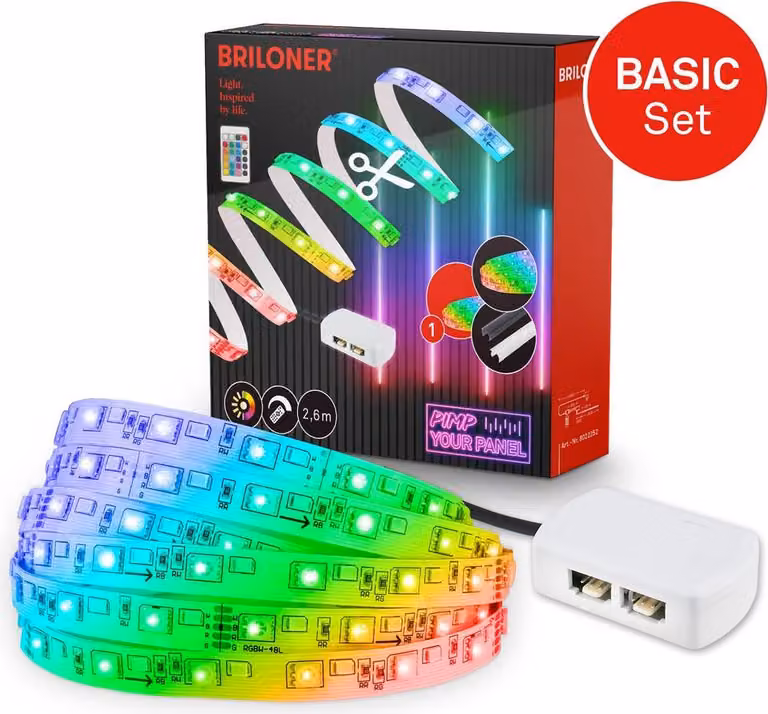 Briloner Pimp your Panel, set iniziale Striscia LED 2,6 m, telecomando, RGB