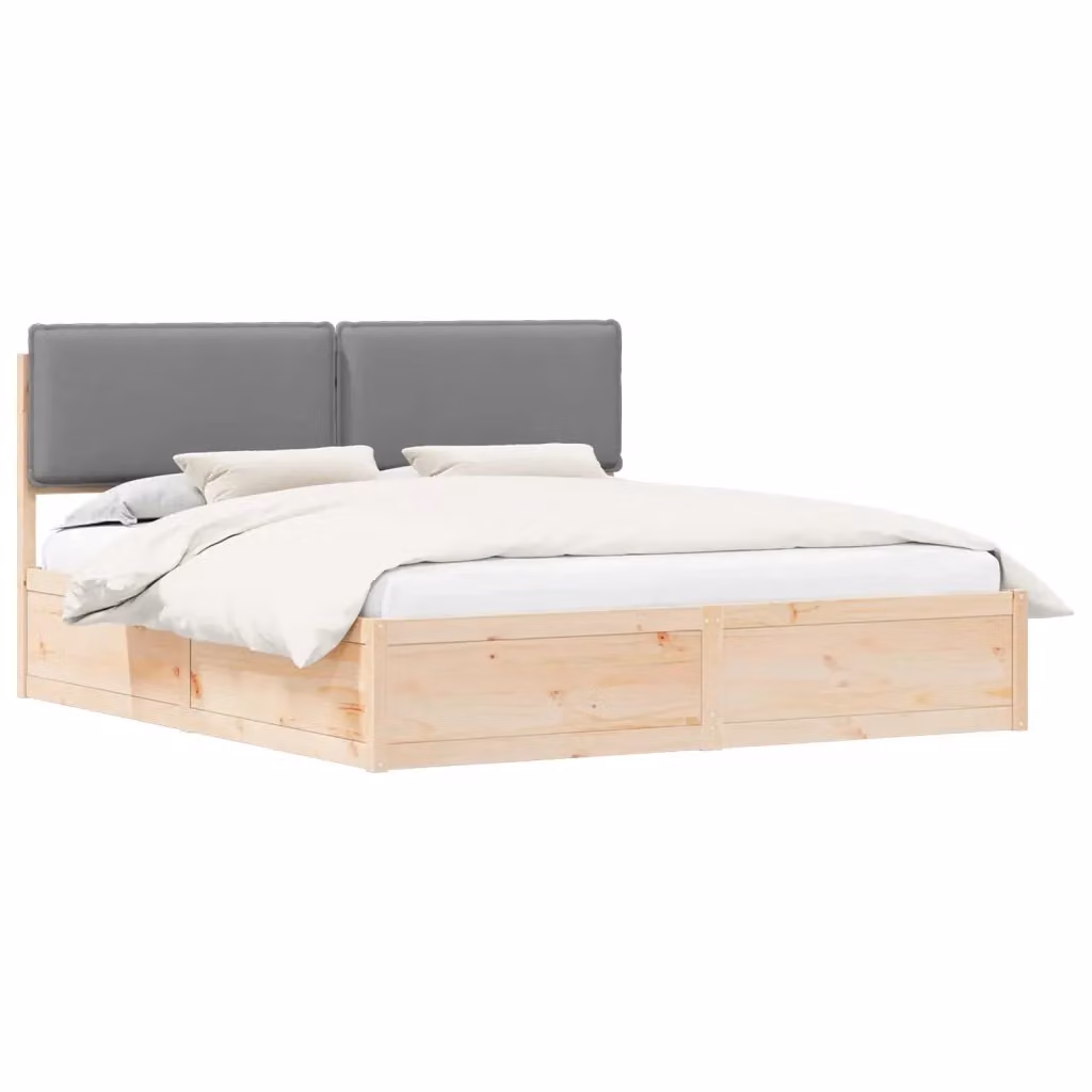 Letto con testiera rivestita vidaXL in legno di pino e tessuto grigio 180 x 200 cm – 2