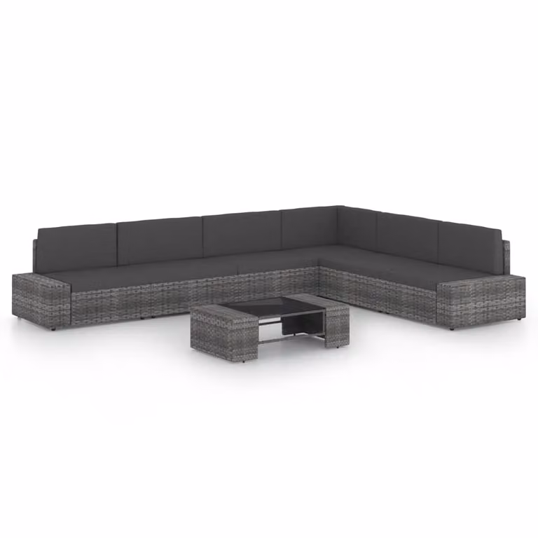 Maison Exclusive - Set da giardino 7 pezzi con cuscini in polyrattan grigio