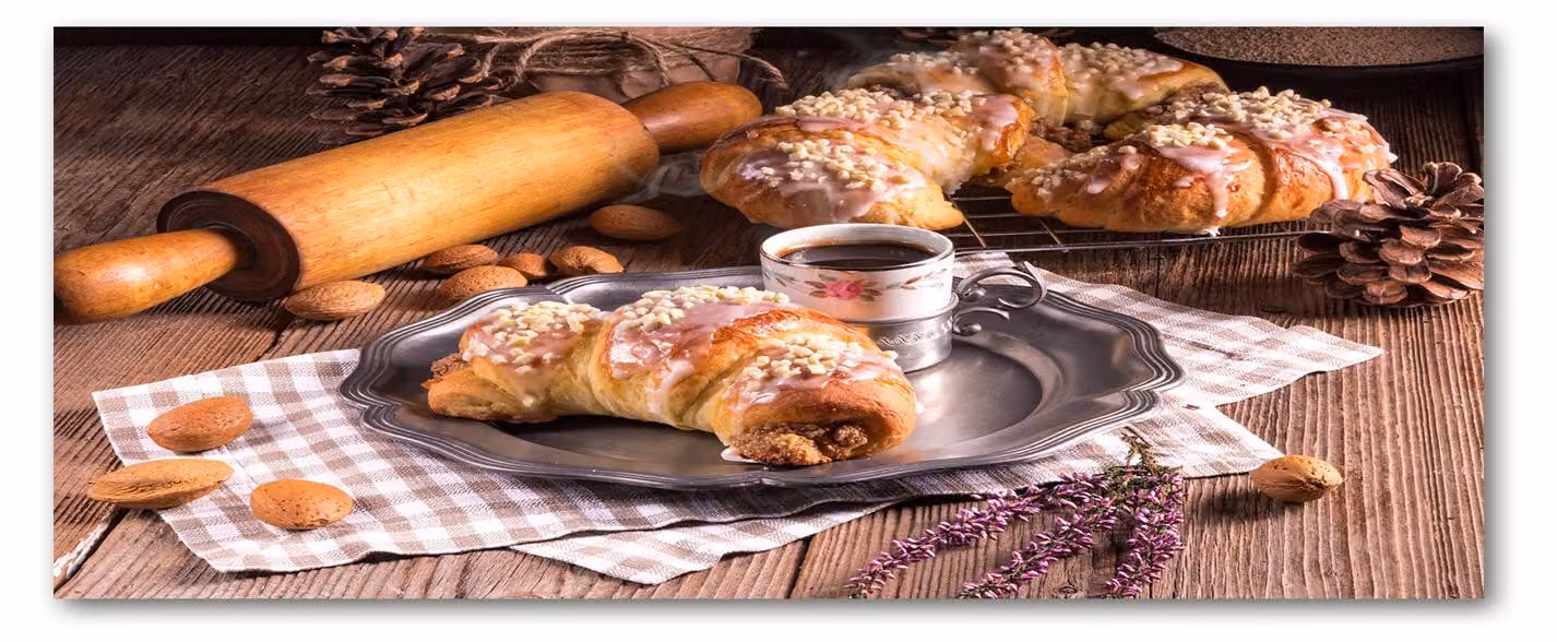 Pannello protettivo per cucina Tulup® in vetro temperato - 125x50 - Protezione anti-schizzi in vetro temperato, ideale per decorare la cucina, per uso alimentare e per bevande, perfetto per i croissant