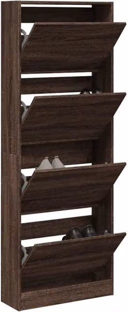 Scarpiera a parete Design Mania Marrone con scomparti basculanti L: 60 cm, P: 21 cm, H: 163,5 cm