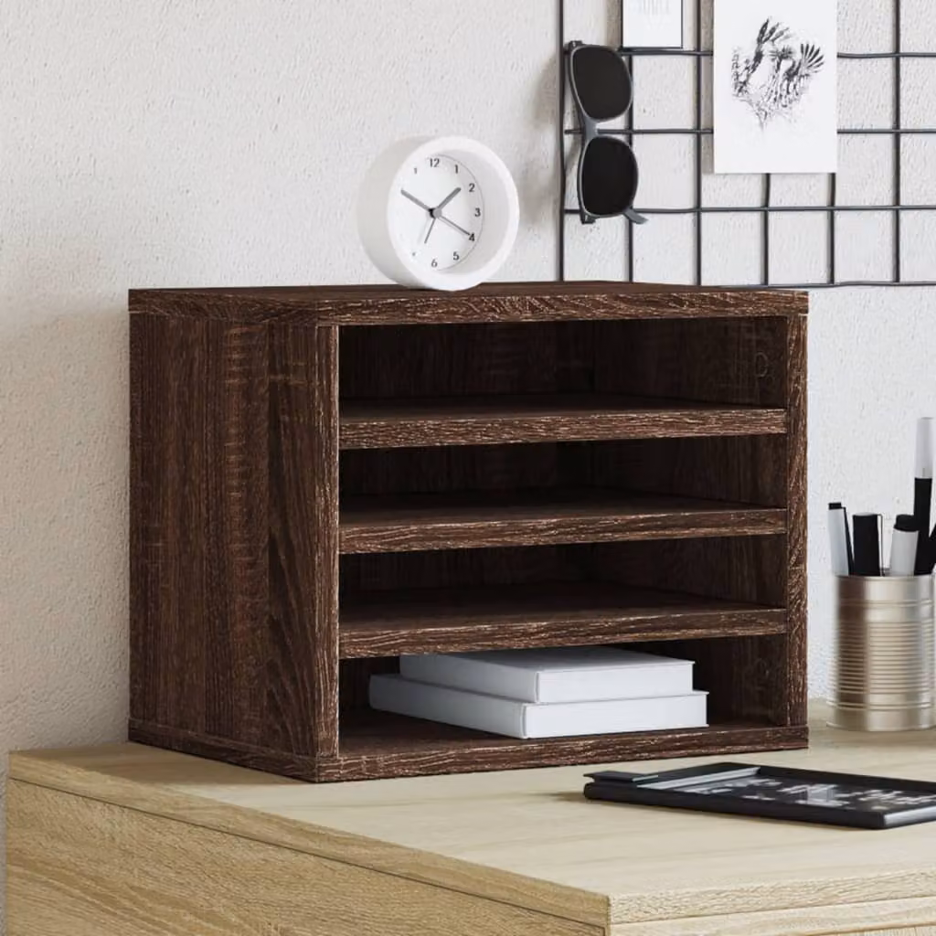 Organizer da scrivania vidaXL in legno multistrato marrone, L 36 cm x P 26 cm x H 29,5 cm