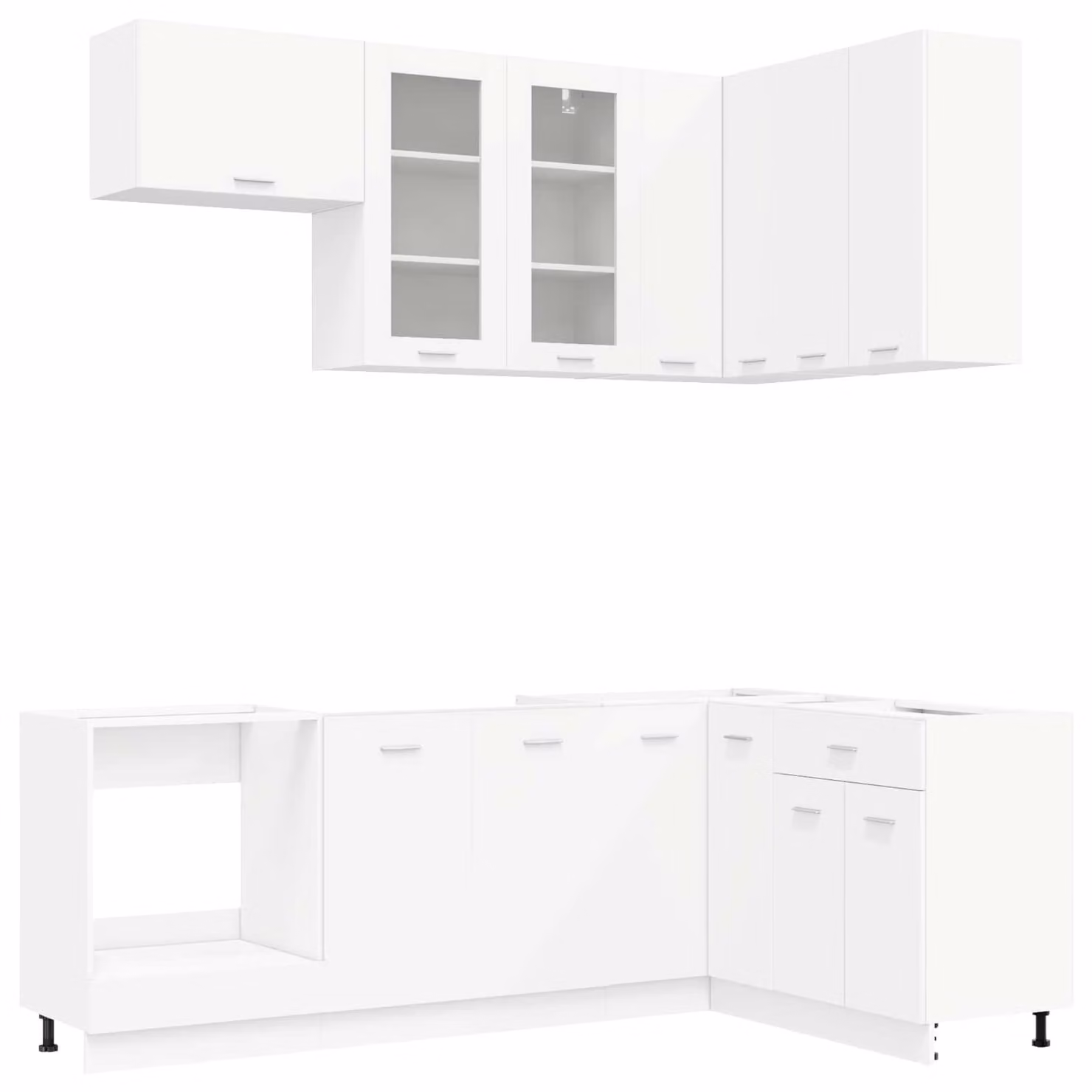Set di cucina LYON, 8 pezzi, bianco, legno ingegnerizzato