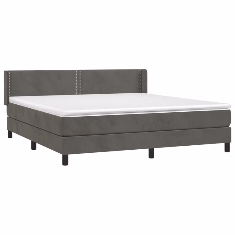 Giroletto a Molle con Materasso Grigio Scuro 180x200 cm Velluto