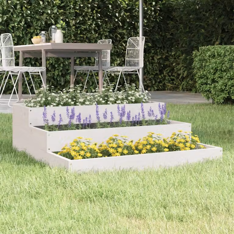 Fioriera rialzata vidaXL in legno di pino bianco L: 78 cm, P: 78 cm, H: 27 cm