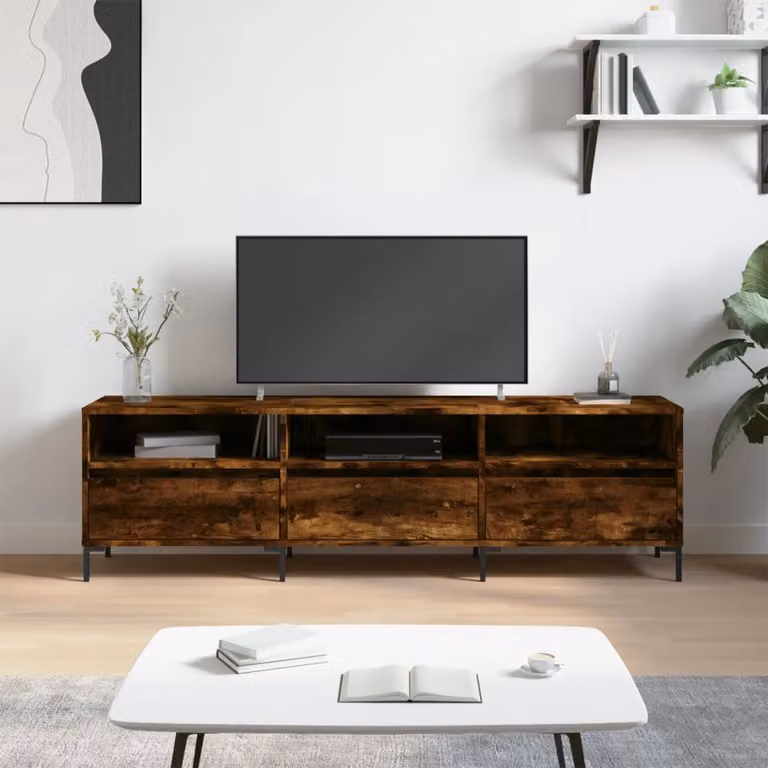 vidaXL Mobile Porta TV Moderno in Rovere Fumo e Legno, L 150 x P 30 x H 44,5 cm