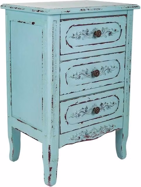 Comodino in legno blu 46x32,5x67