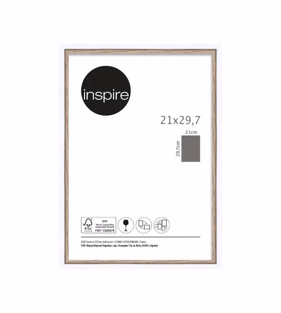 Bubola & Naibo Cornice rettangolare 21x29,7 cm bianca legno naturale