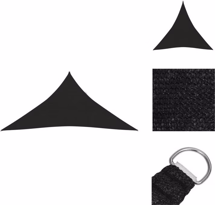 tenda da sole vidaXL 160 g/m² nero 4x4x4 m HDPE - Ombrelloni e tende da sole
