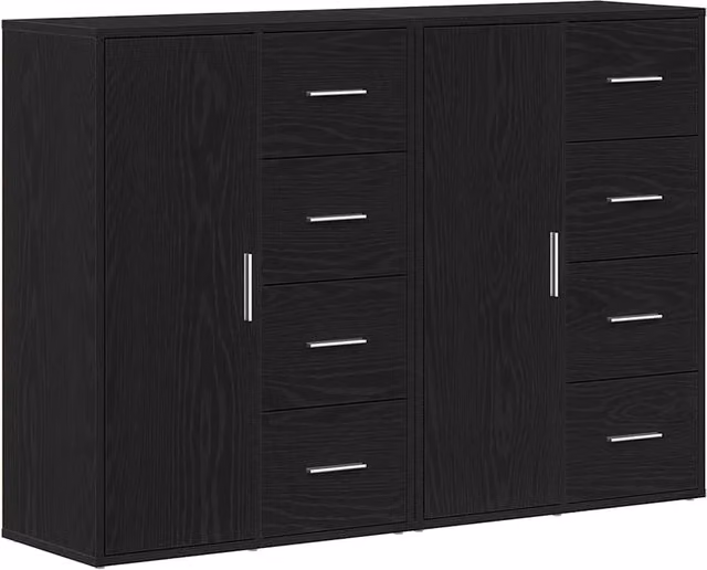 Credenza 2 pz | Madia | Buffet da pranzo | Armadio da pranzo Rovere Nero 60 x 31 x 84 cm Legno multistrato