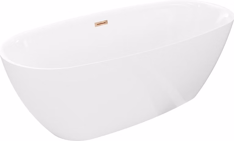 Mexen Luvo Slim vasca da bagno freestanding 170 x 75 cm, bianca, troppopieno oro rosa - 52801707500-60