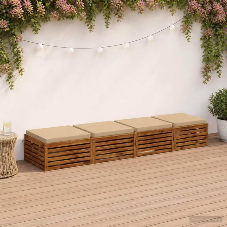 Set di 4 cuscini per sedia vidaXL SOEST in poliestere beige con rivestimento lavabile e resistente ai raggi UV