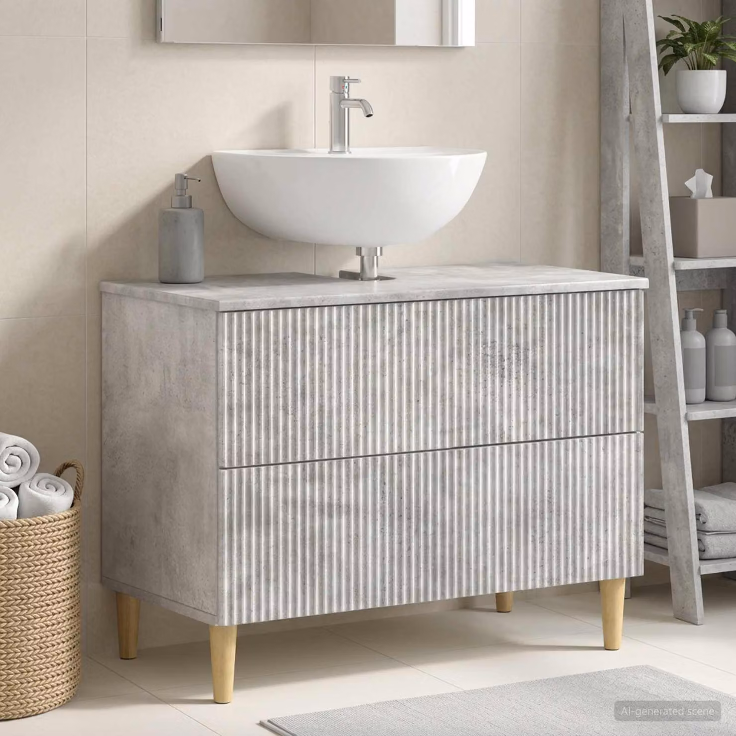 vidaXL Armadio per Lavabo da Bagno ARNHEM Moderno in MDF Grigio Opaco L: 82 cm, P: 59 cm, H: 41 cm