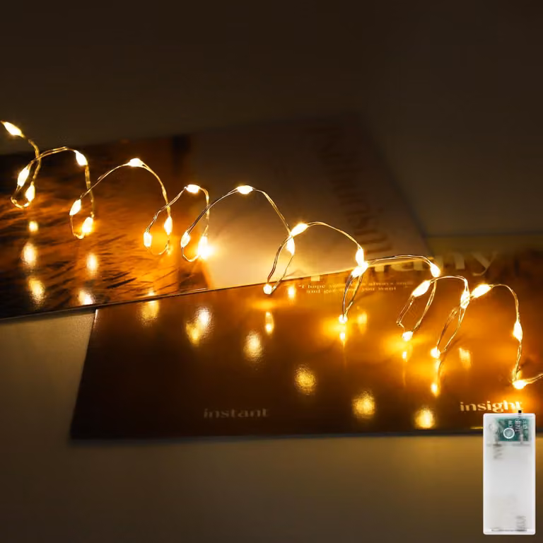 Catena luminosa a LED micro, 30 LED bianco caldo, 75 cm, alimentata a batteria