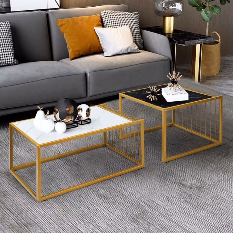 Tavolino da caffè a nido Costway in metallo bianco con design industriale per il tuo soggiorno