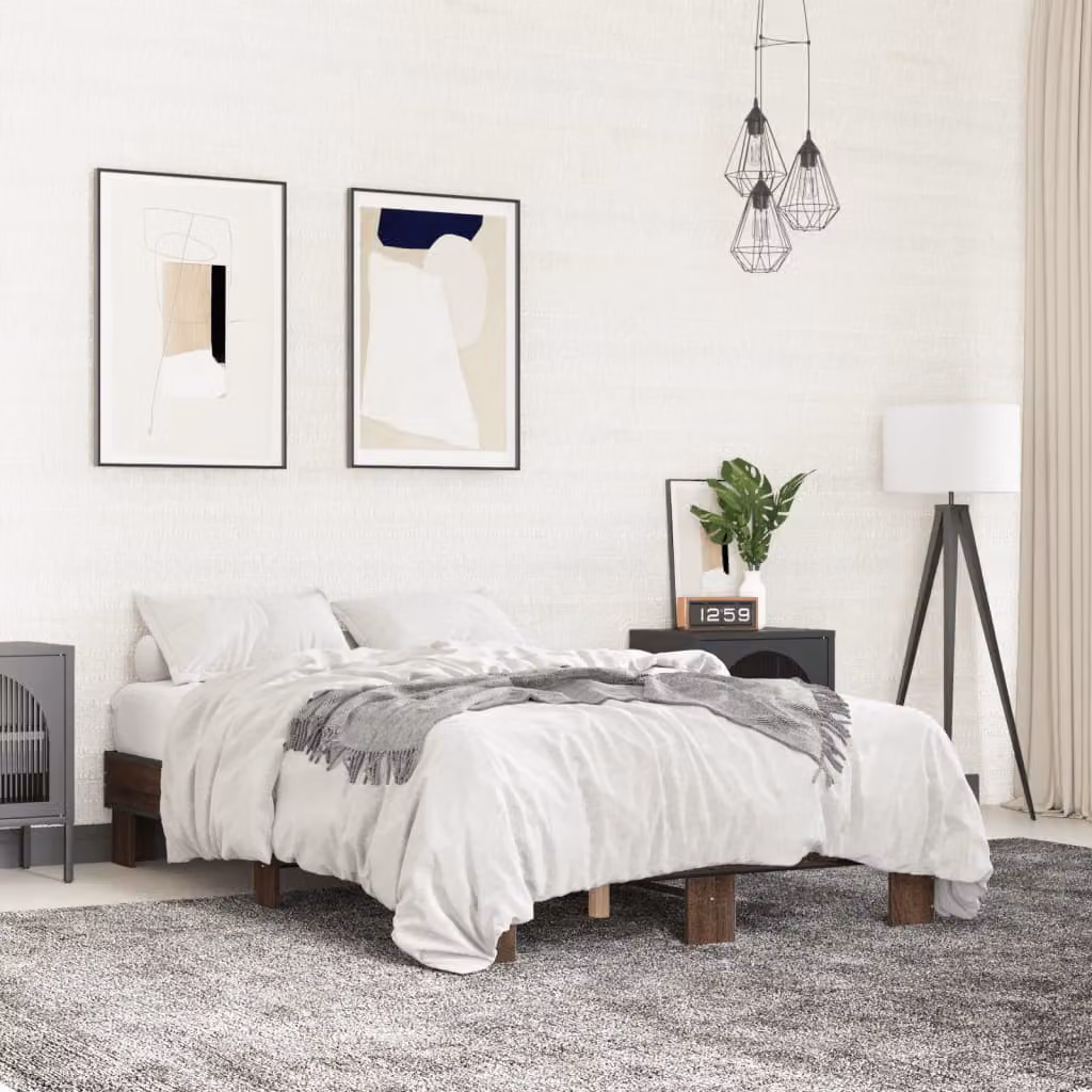 Giroletto vidaXL in legno e metallo, Rovere Marrone e Bianco, L/P: 140 x 190 cm