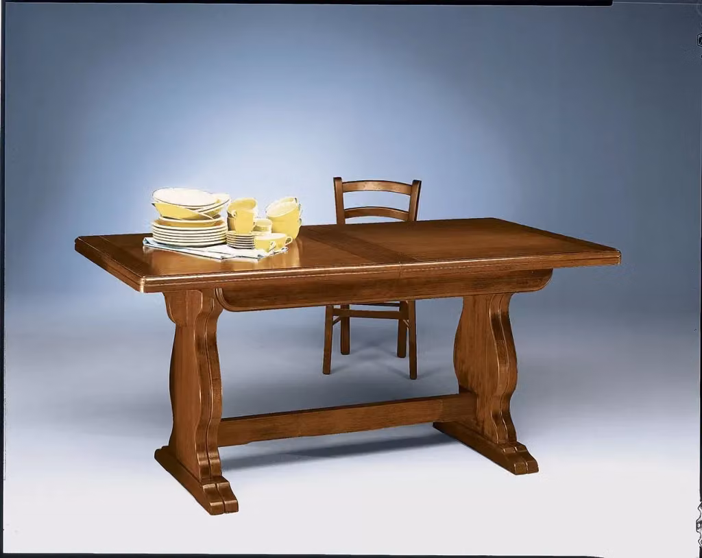 Tavolo allungabile in legno stile arte povera marrone Mobili 2G L: 180 cm, P: 85 cm, H: 78 cm – 2