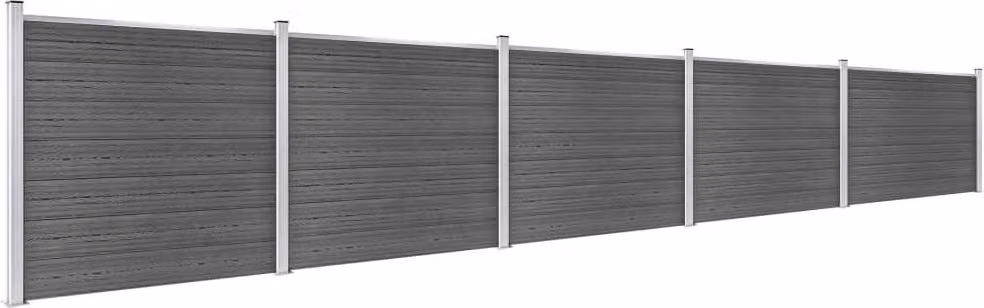 Set Pannelli di Recinzione in WPC 872x146 cm Nero
