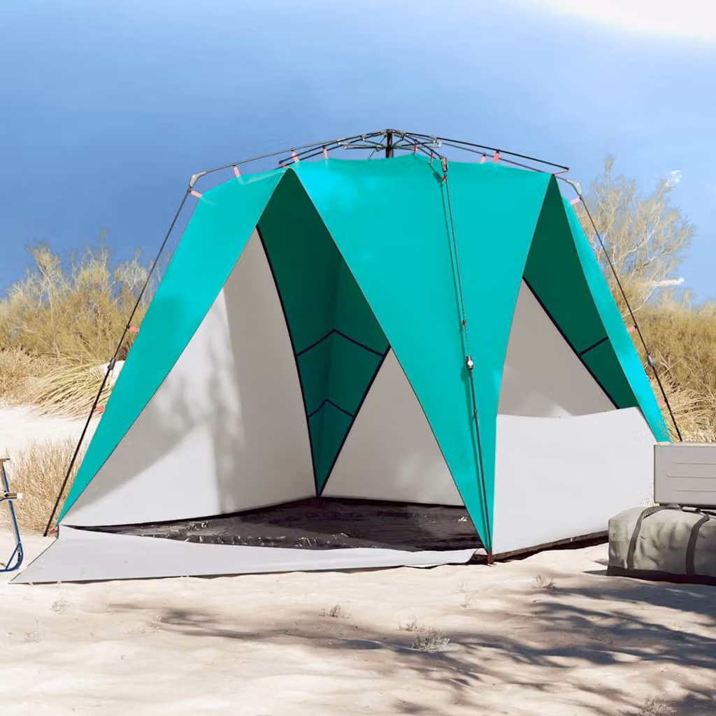 vidaXL Tenda da Spiaggia per 4 Persone Verde Impermeabile con Rilascio Rapido