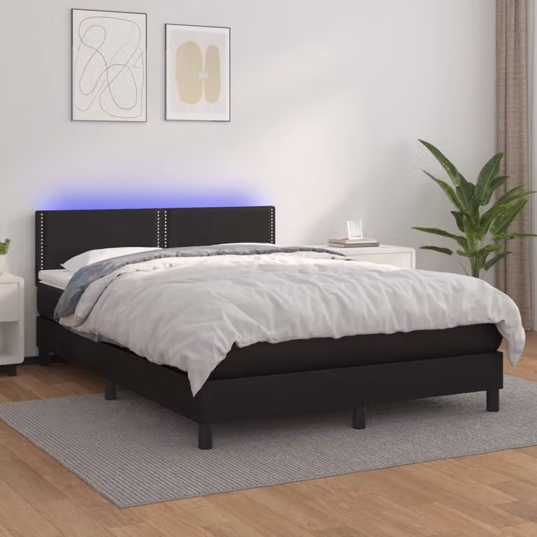 Maison Exclusive - Giroletto a Molle con Materasso e LED Nero 140x200cm Pelle finta