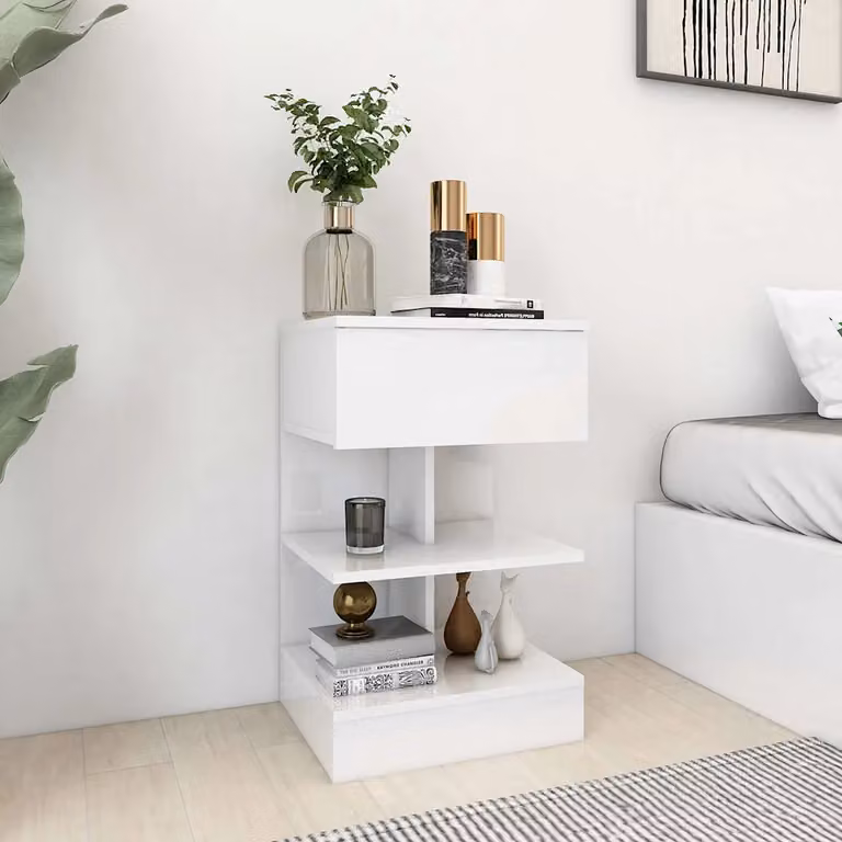 Set di 2 comodini vidaXL in legno bianco lucido L 40 cm, P 35 cm, H 65 cm