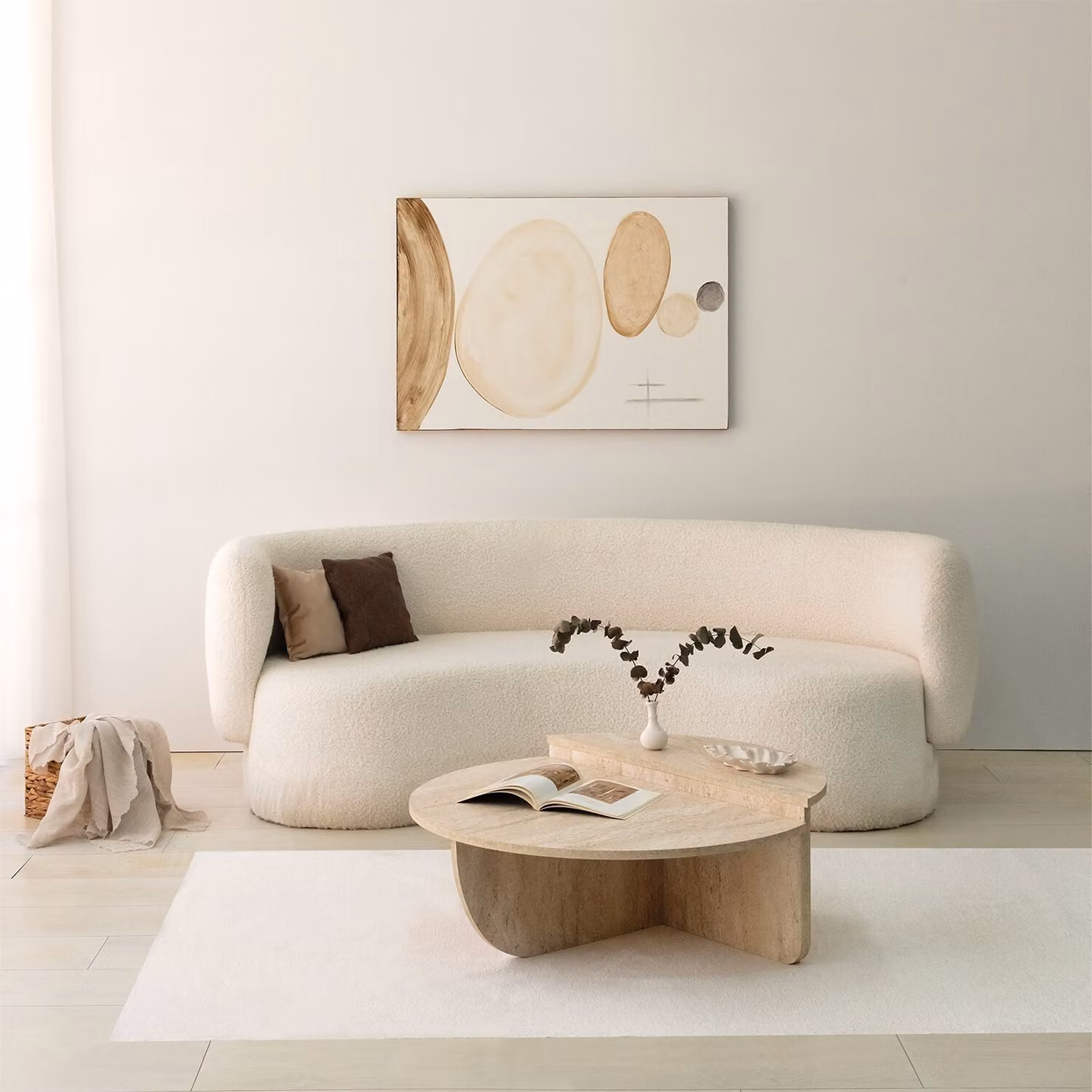 Skye Decor, podio, tavolini da salotto, travertino, pannello melaminico, 90 x 35 x 90 cm