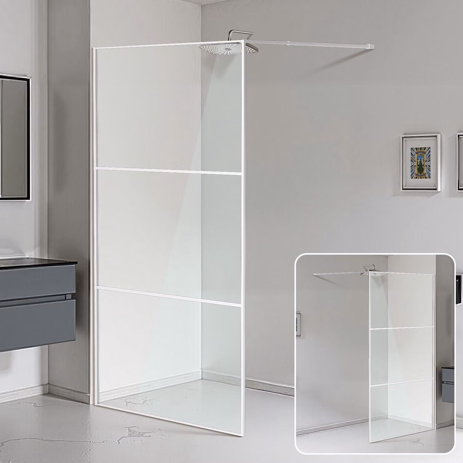 Cabina doccia Izrielar 120X200cm schermo doccia per doccia walk-in ESG vetro di sicurezza 5mm argento