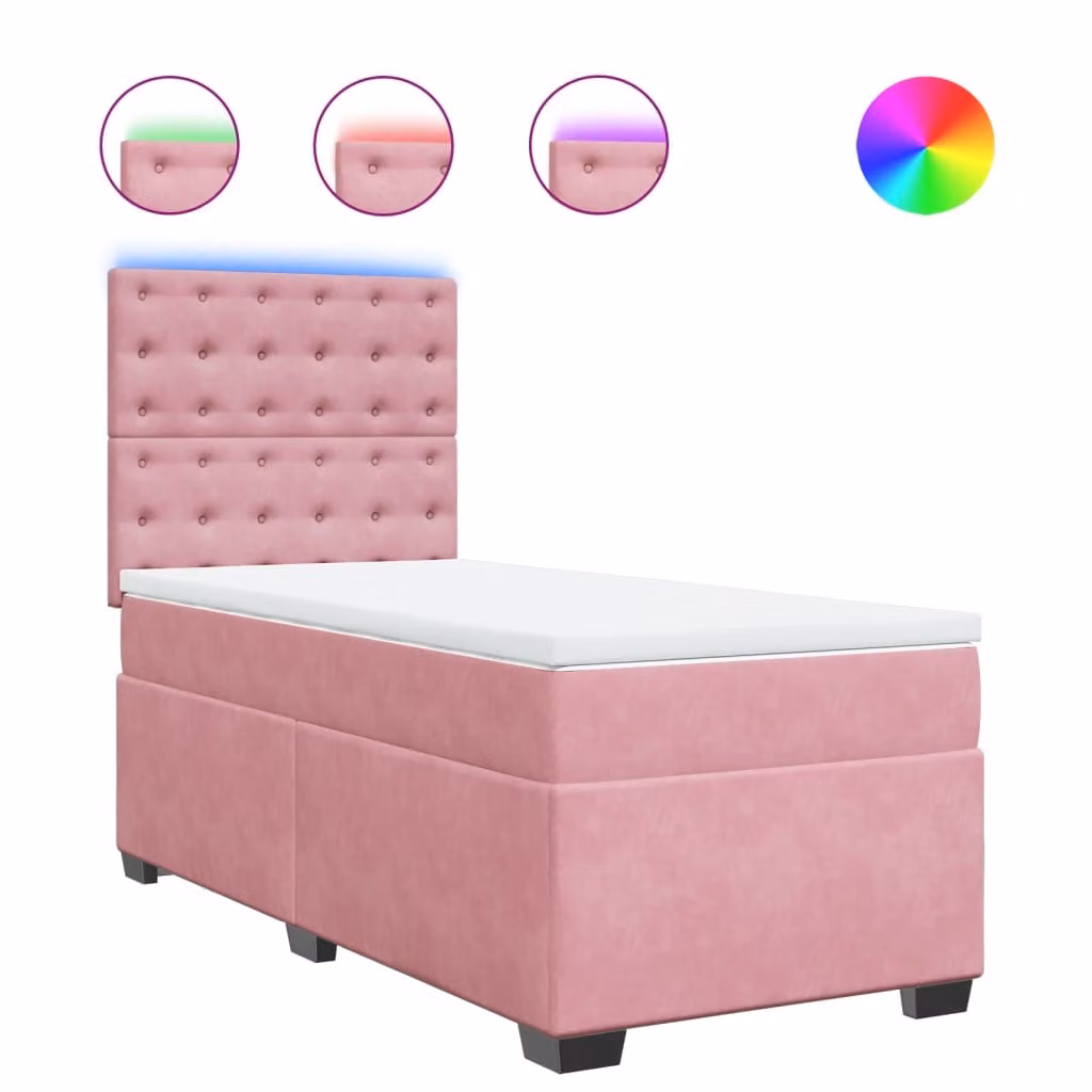 Giroletto a Molle con Materasso Rosa 90x200 cm in Velluto