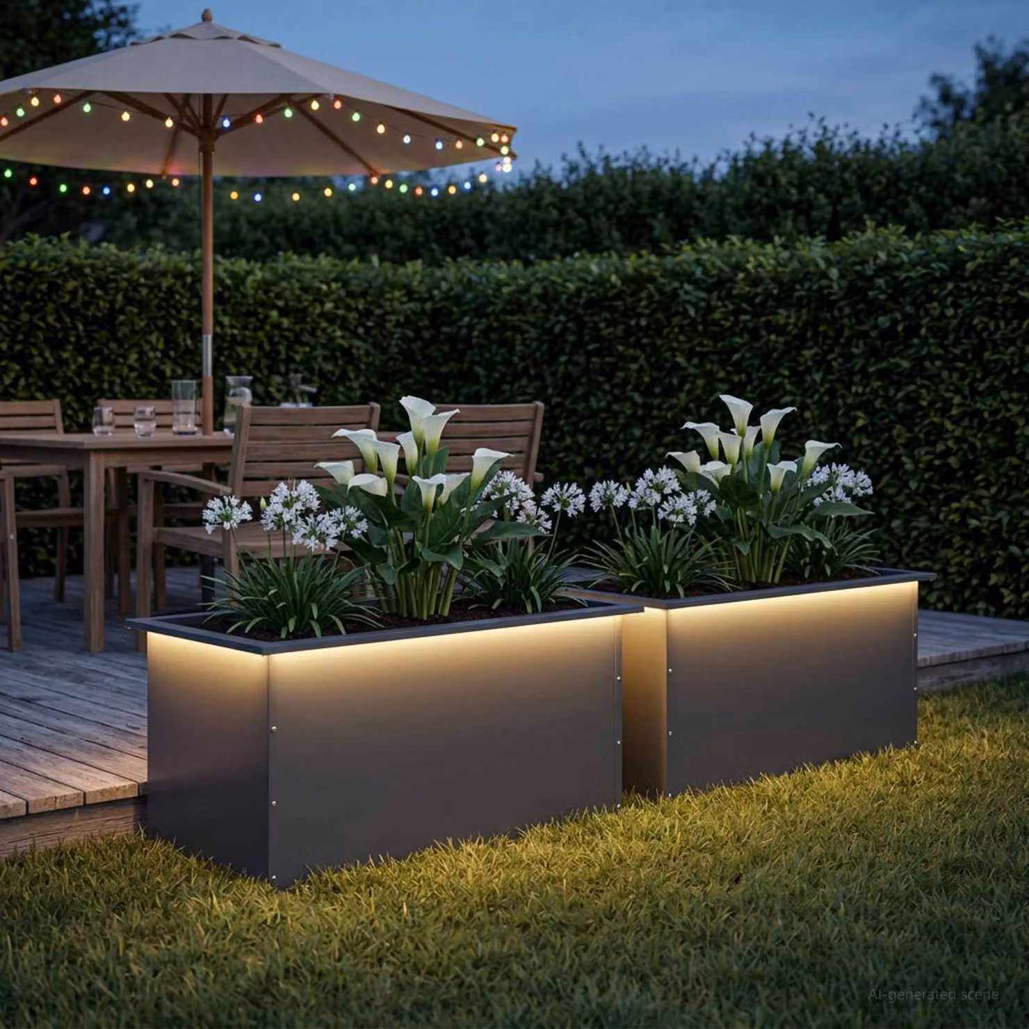 vidaXL Fioriera da giardino con LED 2 pz Antracite 50 x 80 x 48 cm