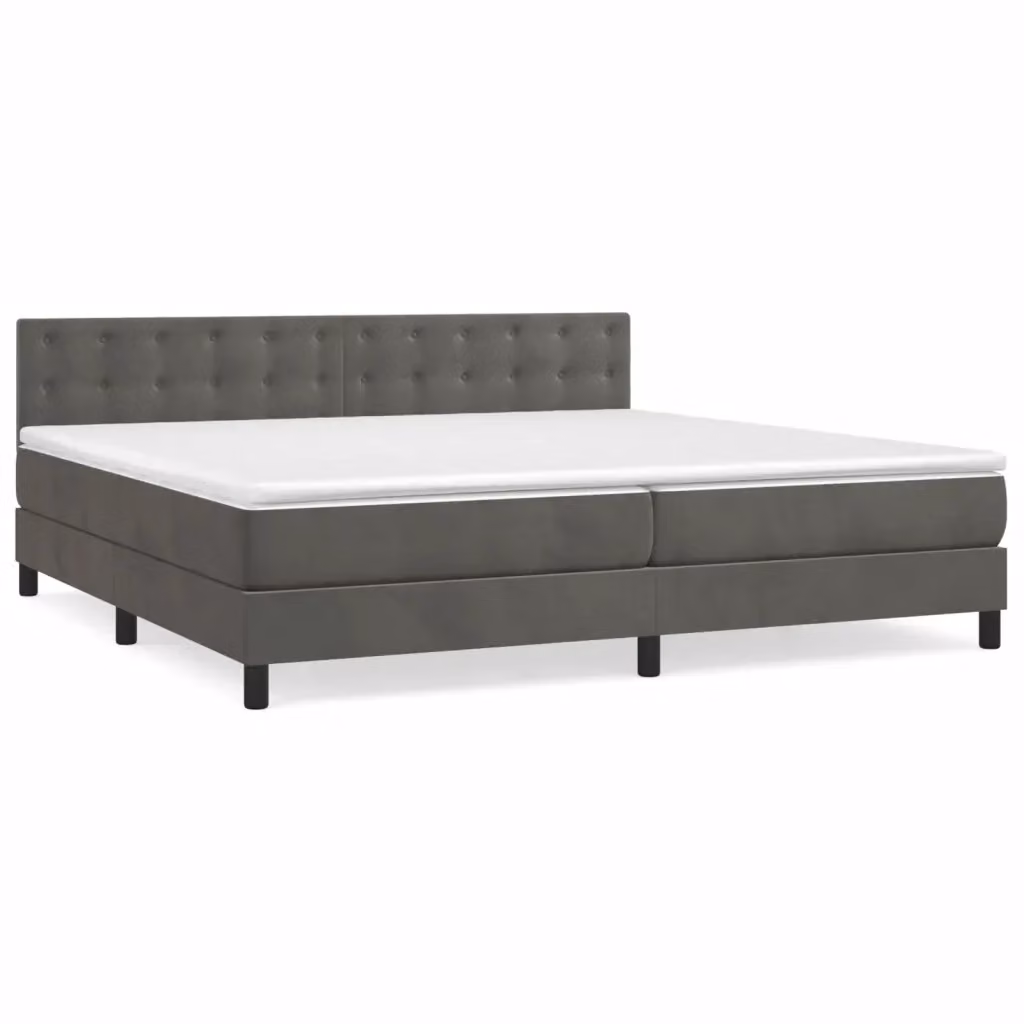 Letto Ibrido con Giroletto a Molle e Materasso vidaXL in Velluto Grigio e Bianco L/P/H: 200 x 200 x 31 cm – 2