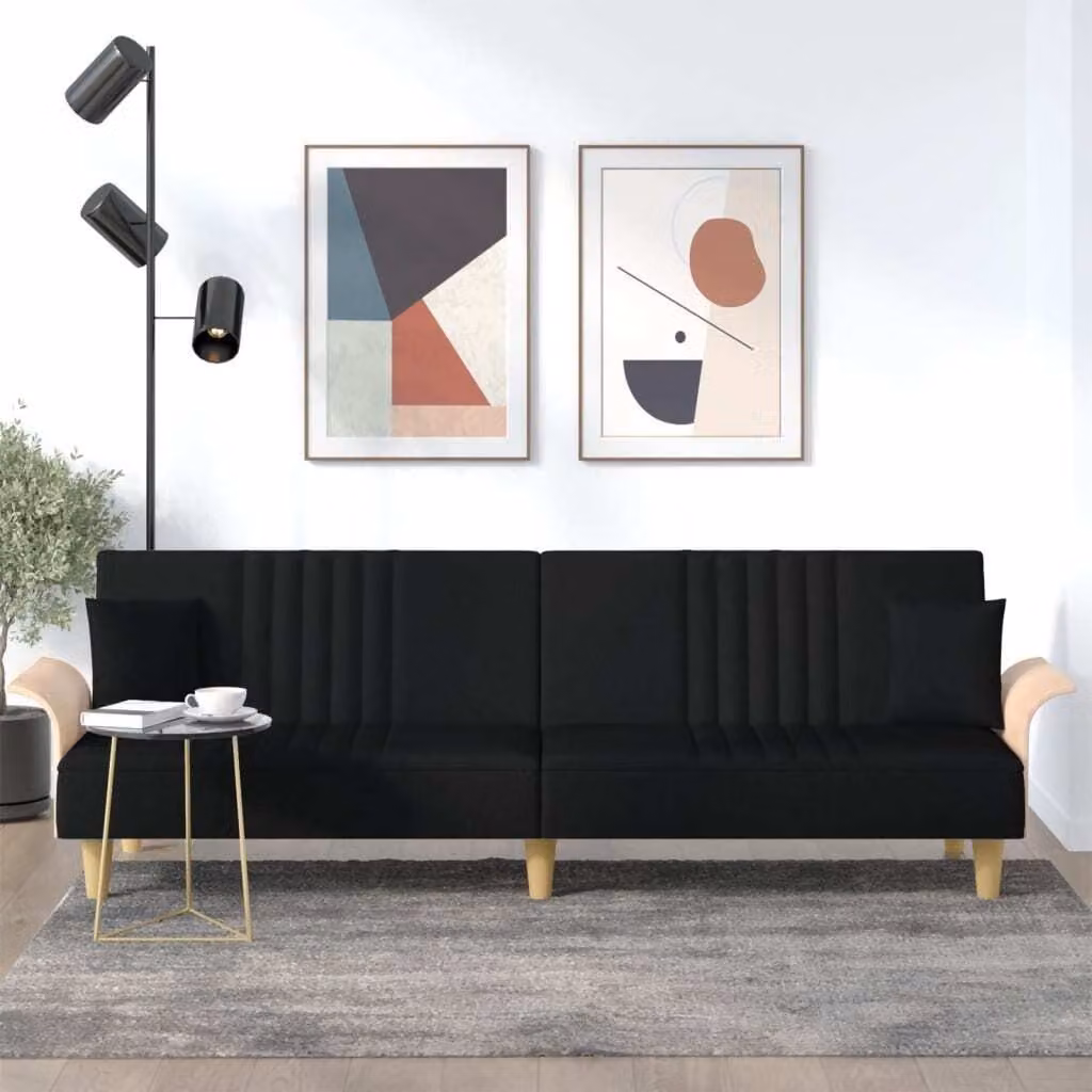 Maison Exclusive - Divano letto con braccioli, rivestito in tessuto nero