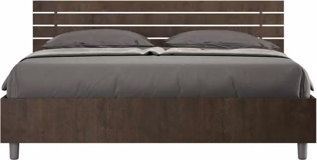 Letto Matrimoniale 160x190 cm con Rete Testata Doghe Inclinata Ankel Noce