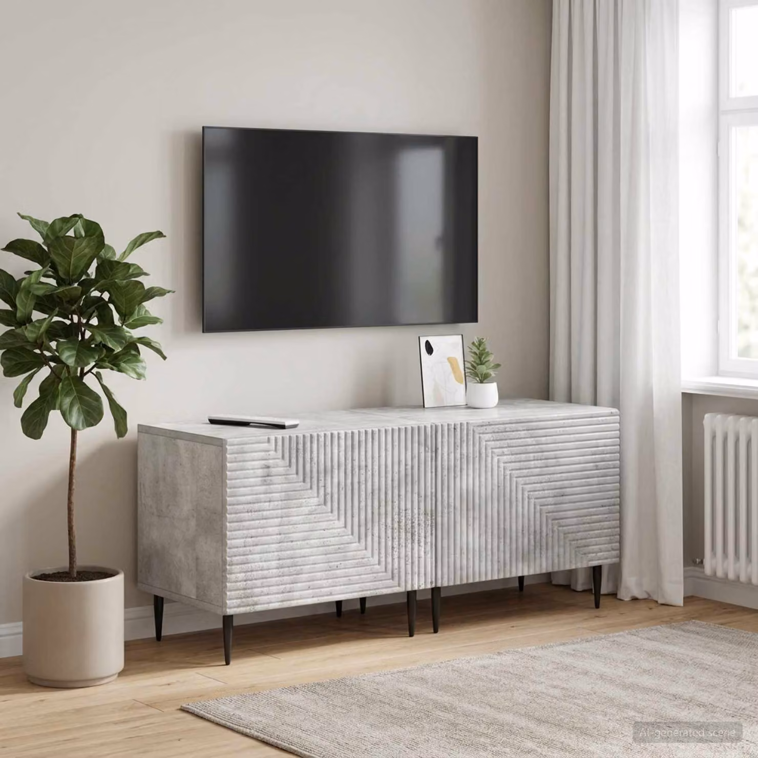Mobile TV moderno vidaXL in legno ingegnerizzato e MDF, Grigio Cemento