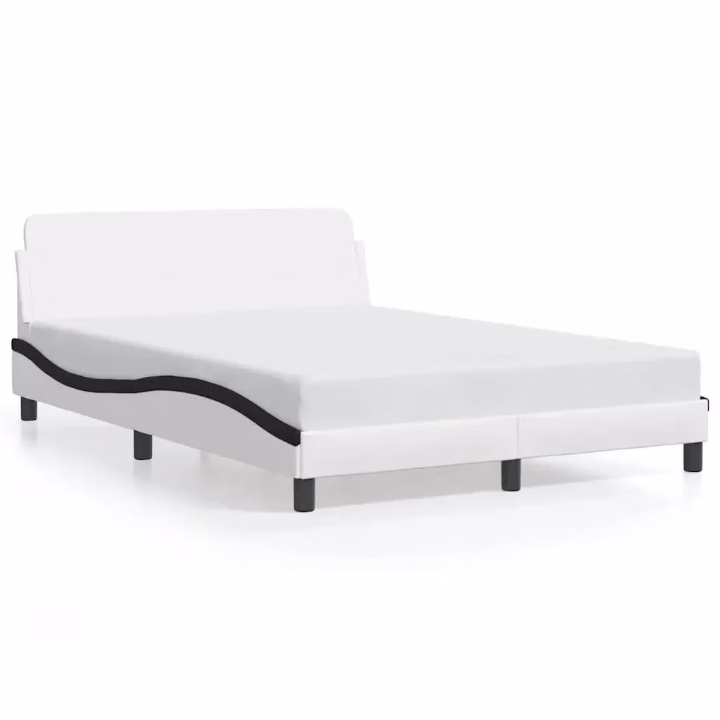 Letto con giroletto Dover vidaXL in similpelle nero e bianco L/P/H: 140 x 200 x 145 cm – 2