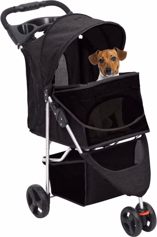Passeggino per Cani Pieghevole Nero 80x46x98cm Tessuto Oxford