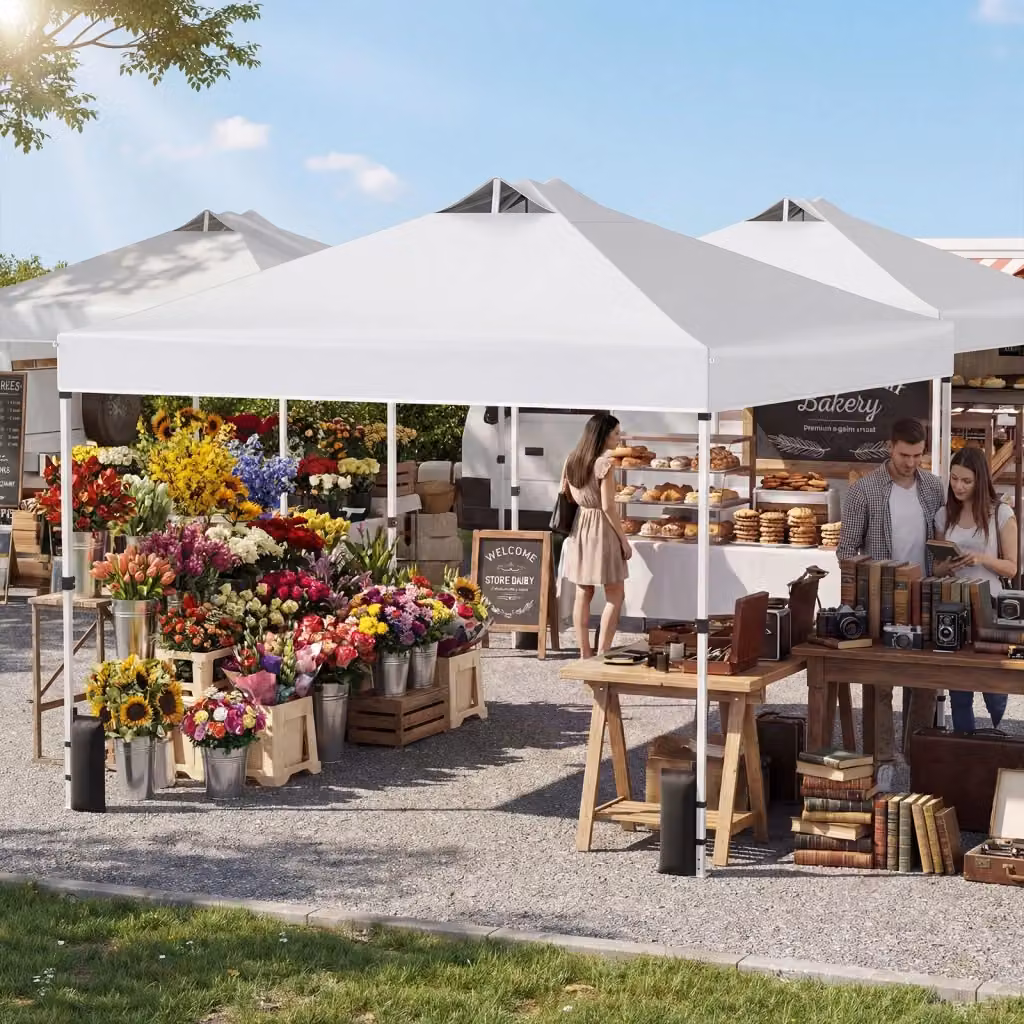 Tenda a gazebo DESIGN IN con installazione istantanea, colore argento e bianco, L/P/H: 300 x 300 x 270 cm – 2