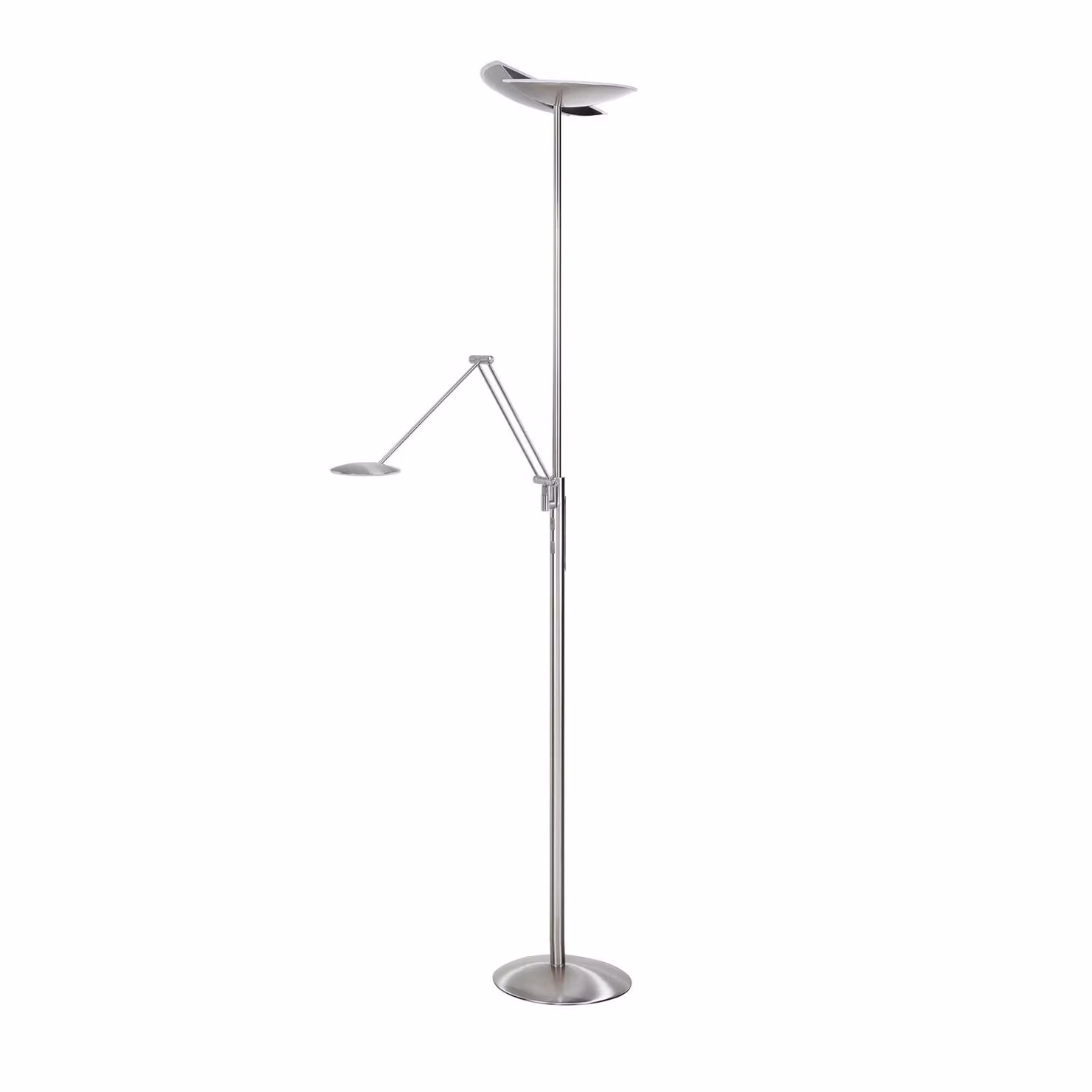 HighLight Lampada da terra con luce lettura Sapporo, dimmerabile, Alluminio / Grigio / Zincato, Soggiorno / Sala da pranzo, Metallo, Moderno, Lampada LED da terra