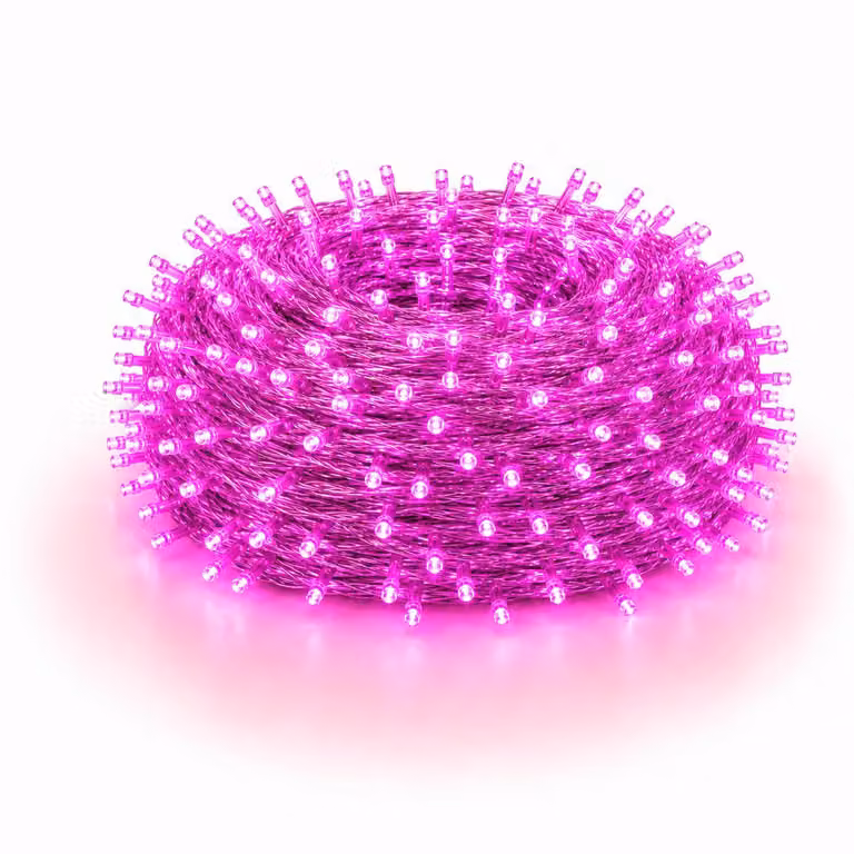 20M 200LEDs 8 Modes Fairy Lights Power LED Christmas Fairy Lights Cavo trasparente Camera Decorazione Luce Festa Giardino Albero di Natale Illuminazione, Rosa