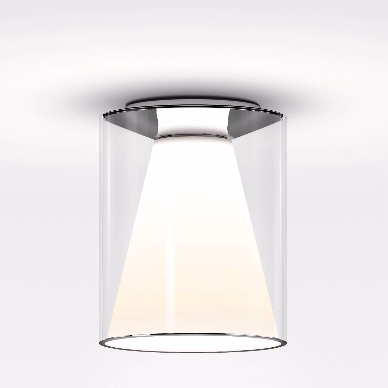 Serien Lighting Plafoniera a LED Drum M, dimmerabile, Chiaro / Trasparente, Soggiorno / Sala da pranzo, Vetro, Design, Plafoniera LED