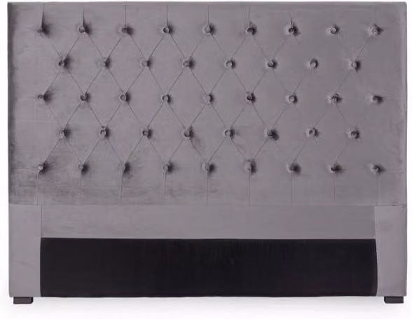 Testiera Letto Matrimoniale GIORDANOSHOP in Velluto Grigio, L: 160 cm, H: 120 cm, P: 8 cm – 1