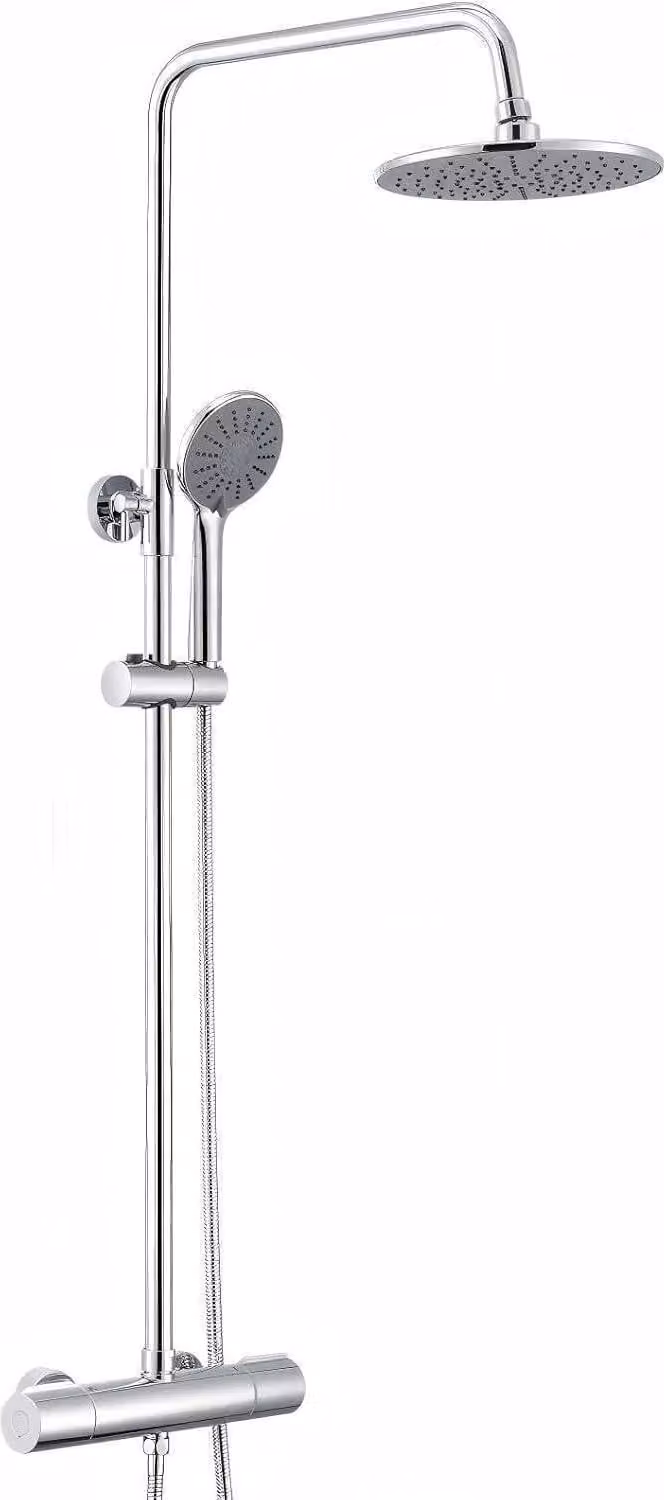 Miscelatore doccia Auralum termostatico in acciaio inox regolabile in altezza doccia a pioggia soffione doccia a mano